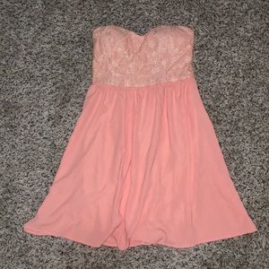 peach strapless dress